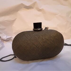 Elegant Black and Gold Hard Shell Clutch